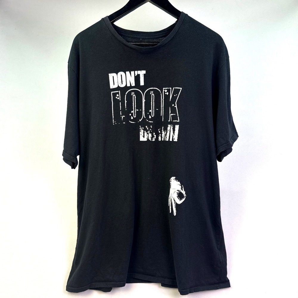Dont Look Down Circle Game Graphic Black Cotton T-Shirt Mens XL Streetwear Tee